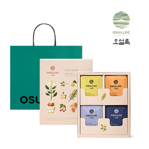 [오설록] 러블리 티 박스 4종*3입, 총12입(종이케이스+쇼핑백)  (차/티백/코코아)