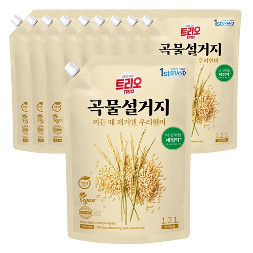[애경] 트리오 곡물 설거지 우리현미 1.2L 파우치 x 10개  (주방세제)