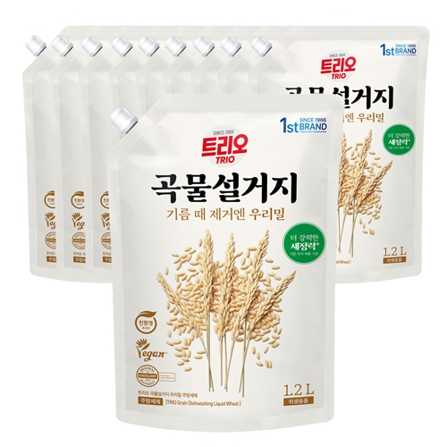 [애경] 트리오 곡물 설거지 우리밀 1.2L 파우치 x 10개  (주방세제)
