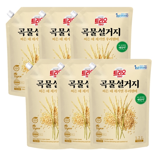 [애경] 트리오 곡물 설거지 우리현미 1.2L 파우치 x 6개  (주방세제)