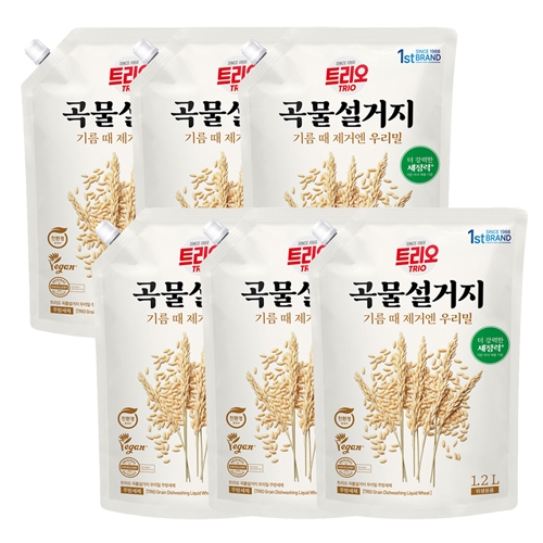 [애경] 트리오 곡물 설거지 우리밀 1.2L 파우치 x 6개  (주방세제)