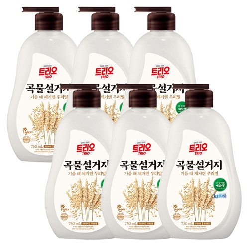 [애경] 트리오 곡물 설거지 우리밀 750ml x 6개  (주방세제)