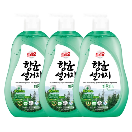 [애경] 트리오 항균 설거지 피톤치드 750ml x 3개  (주방세제)