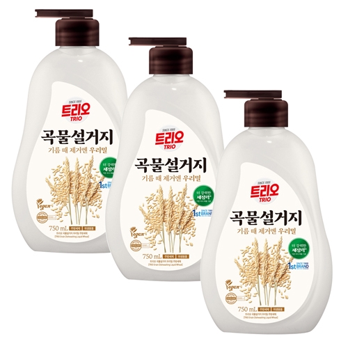[애경] 트리오 곡물 설거지 우리밀 750ml x 3개  (주방세제)
