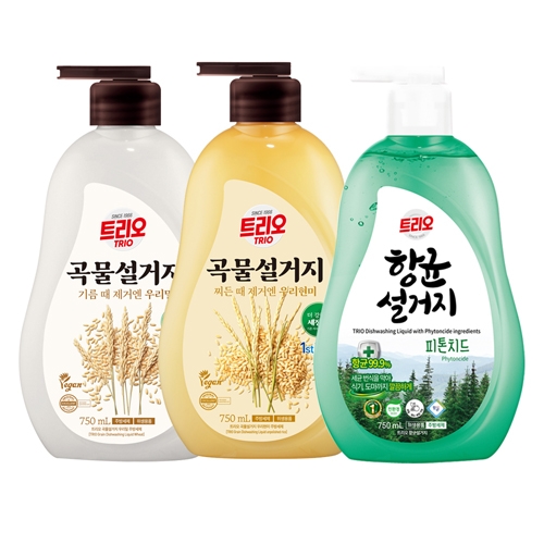 [애경] 트리오 곡물 설거지 주방세제 750ml x 3개 3종 모음전  (주방세제)
