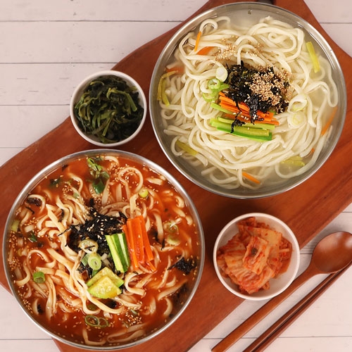 [생면/냉동]장칼국수&멸치칼국수 10인분(칼국수1kg 2봉+장칼국수소스5봉+멸치맛스프5봉)  (만두/국수/스파케티/냉면)