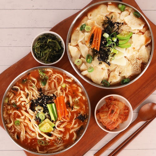 [생면/냉동]장칼국수&수제비 10인분(칼국수1kg+수제비1kg+장칼국수소스5봉+멸치맛스프5봉)  (만두/국수/스파케티/냉면)