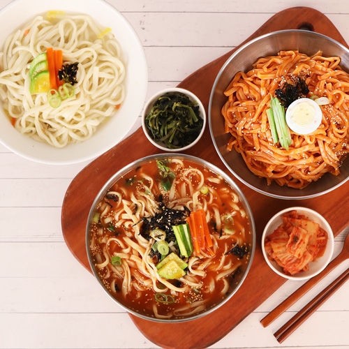 [생면/냉동]장칼국수&멸치칼국수&비빔칼국수 10인분(칼국수1kg 2봉+장칼국수소스3봉+멸치맛스프3봉+비  (만두/국수/스파케티/냉면)