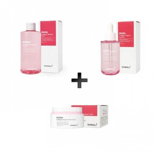 [시스켈리] PDRN 콜라겐 리제너 토너300ml+앰플50ml+크림100ml  (스킨케어세트)