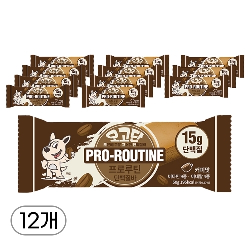[프로루틴] 오고단 단백질바 커피 50g 12개(1box)  (과자/껌/스낵류)