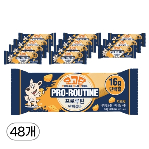 [프로루틴] 오고단 단백질바 치즈 50g 48개(4box)  (과자/껌/스낵류)