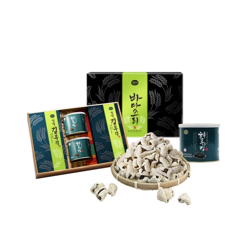 바다소리 찹쌀 김부각50g (4봉) +  올리브유로 구운 해품은김 캔22g ( 2개) 선물세트  (과자/껌/스낵류)