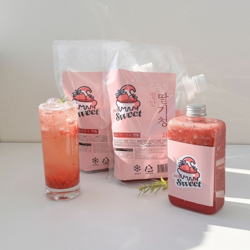 최고함량! 고함량 딸기과육 수제 딸기청 (500g/1kg)  (과즙음료)