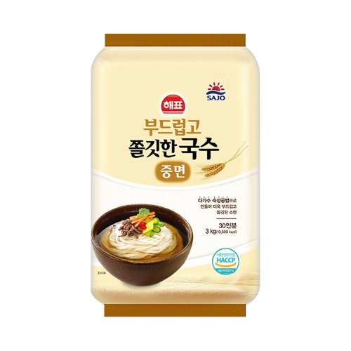 사조해표 부드럽고 쫄깃한 국수 중면 3kg  (만두/국수/스파케티/냉면)