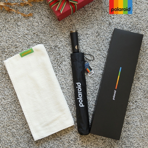 폴라로이드 2단 솔리드 우산+스펙트럼 호텔타올(1p) (150g) 세트  (우산/양산/우비)