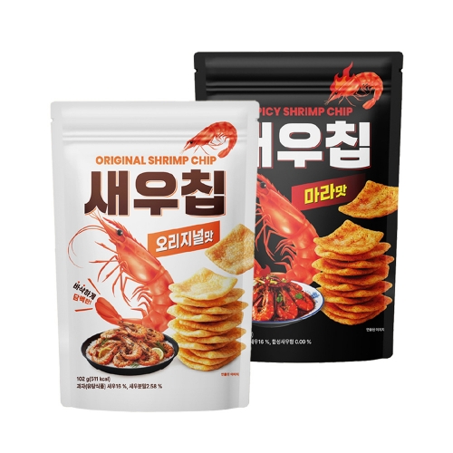 [좋은세상]새우칩 오리지널맛 102g + 마라맛 102g (총2봉)  (과자/껌/스낵류)