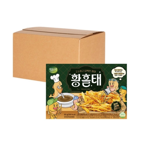 바다소리 황홀태 피크닉 60g (20팩/1박스)/고단백 영양간식 황태스낵  (과자/껌/스낵류)