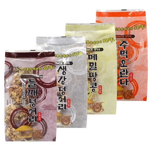 [좋은세상]50년 전통수제과자 4종 세트 (들깨+생강+메밀+오란다 60gx4개)  (과자/껌/스낵류)
