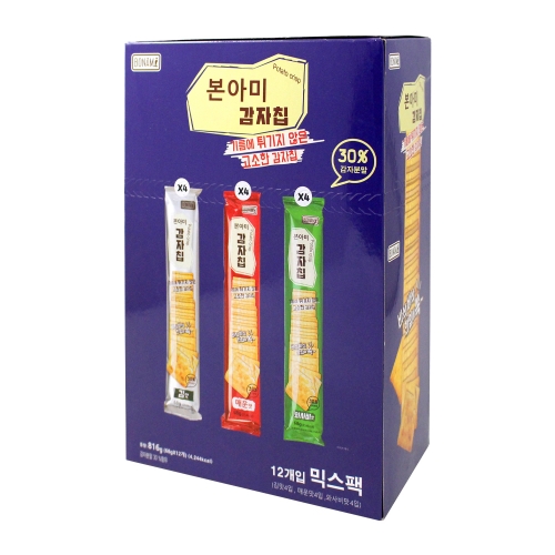 [좋은세상] 본아미 감자칩 3종 믹스팩 68g x12개(매운맛/김맛/와사비맛)  (과자/껌/스낵류)