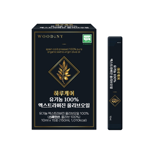 [우디니] 하루케어 유기농 100 엑스트라버진 올리브 오일 (10ml*15포)/스페인산 유기농 올리브  (기타건강식품)