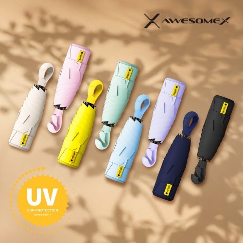 [어썸엑스] UV차단 UPF50+ 초경량 5단 암막 파스텔 원형후쿠 양우산 AXPB-5HU-101  (우산/양산/우비)