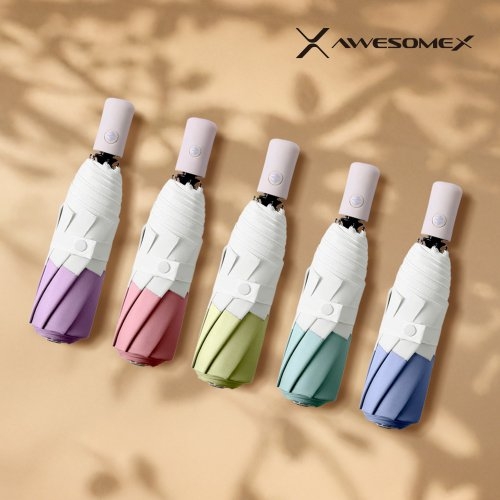 [어썸엑스] UV차단 UPF50+ 3단 완전자동 암막 투톤 파스텔 양우산 AXPB-3AU-201  (우산/양산/우비)