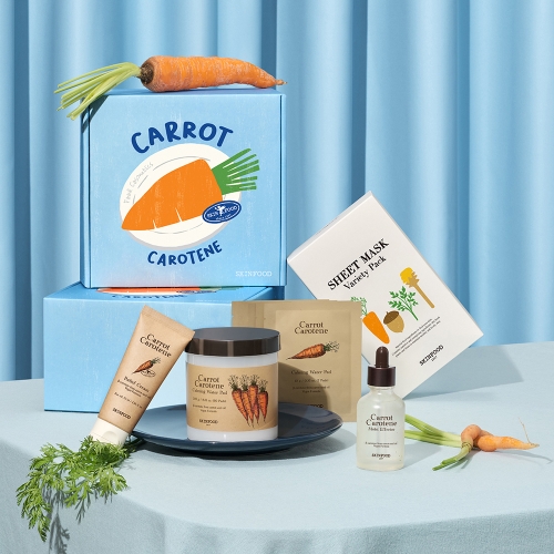 스킨푸드 캐롯 카로틴 세트(당근 패드 본품 250g+당근 이펙터 본품 52ml+당근 크림 본품 70ml+당근패드 2EA+시트마스크8+2세트)  (스킨케어세트)