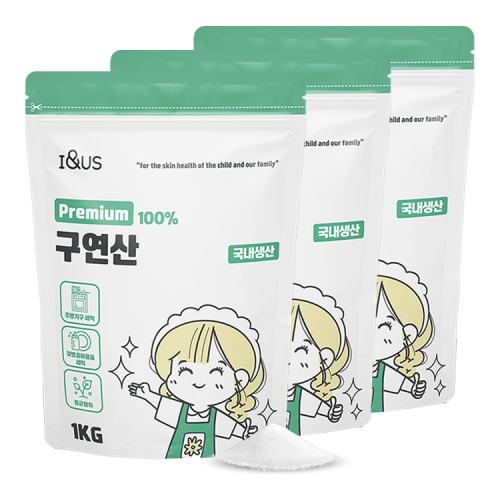 [아이앤어스] 프리미엄 구연산 1kgx3개  (주방세제)
