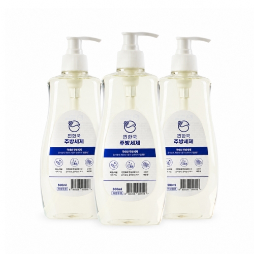 국내제조 찐한국 주방세제 저자극 과일세척 500ml x 3개  (주방세제)