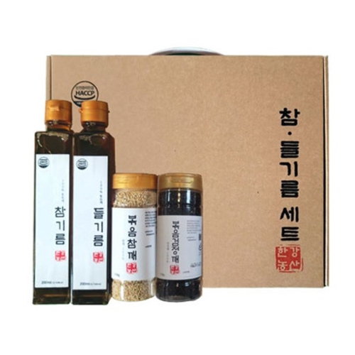 한강농산 참기름+들기름+볶음참깨+볶음검정깨 4종세트  (식용유/참기름/오일류/시럽)