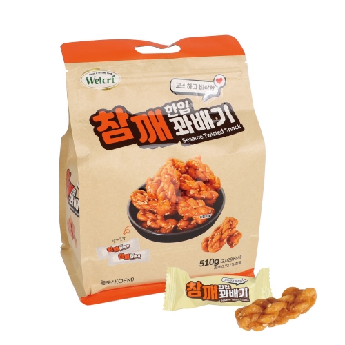 [웰크리] 참깨 한입 꽈배기(개별포장 간식) 510g  (과자/껌/스낵류)