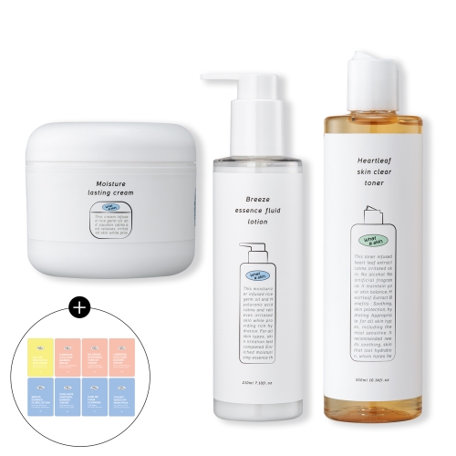 [와더스킨] 스킨클리어 토너300ml+플루이드 로션210ml+레스팅 수분크림100ml+쇼핑백  (스킨케어세트)