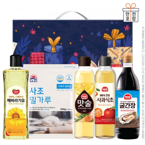 감사혼합세트5종12호(동원해바라기유,사조밀가루,해표맛술,해표사과식초,해표굴간장)  (식용유/참기름/오일류/시럽)